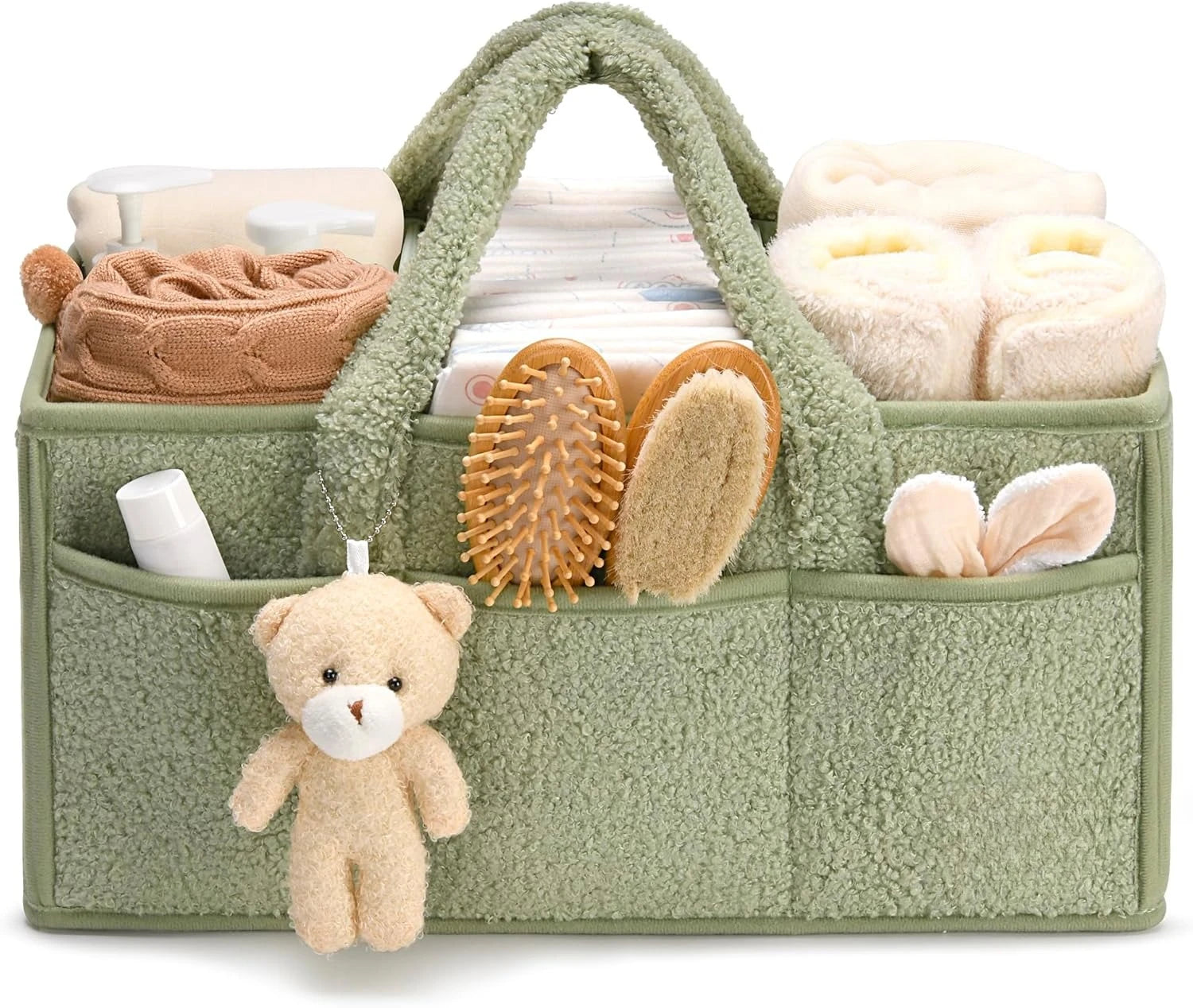 Baby Diaper Caddy Organizer – Plush Teddy Bear Diaper Storage Bag