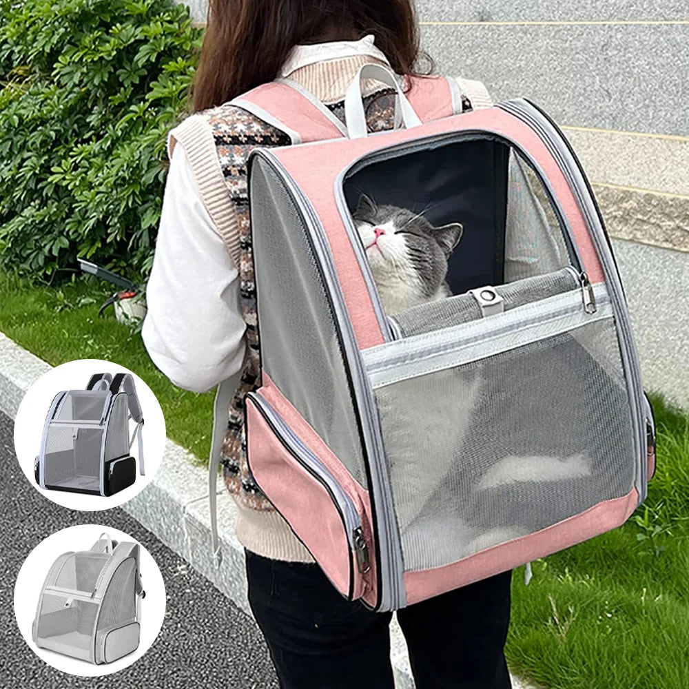 Canvas Cat Backpack – Breathable Pet Travel Bag (35×28×41cm)