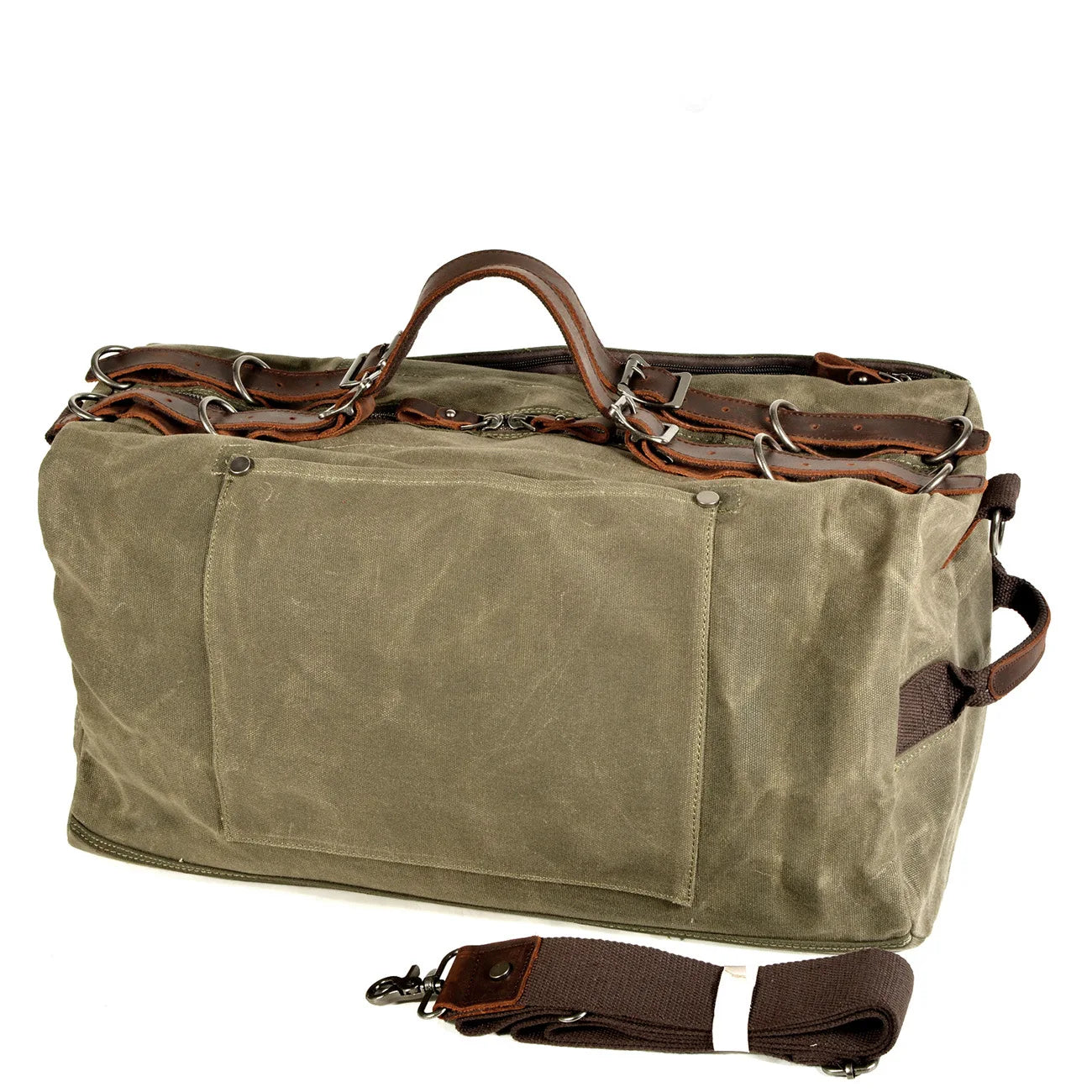 Military-Style Oil Wax Canvas Duffel Bag – Large Capacity Retro Travel Bag