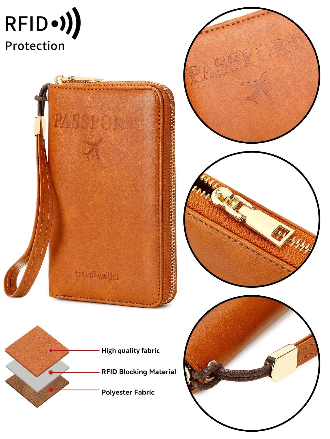 PU Leather Passport Holder – Large Capacity Travel Wallet