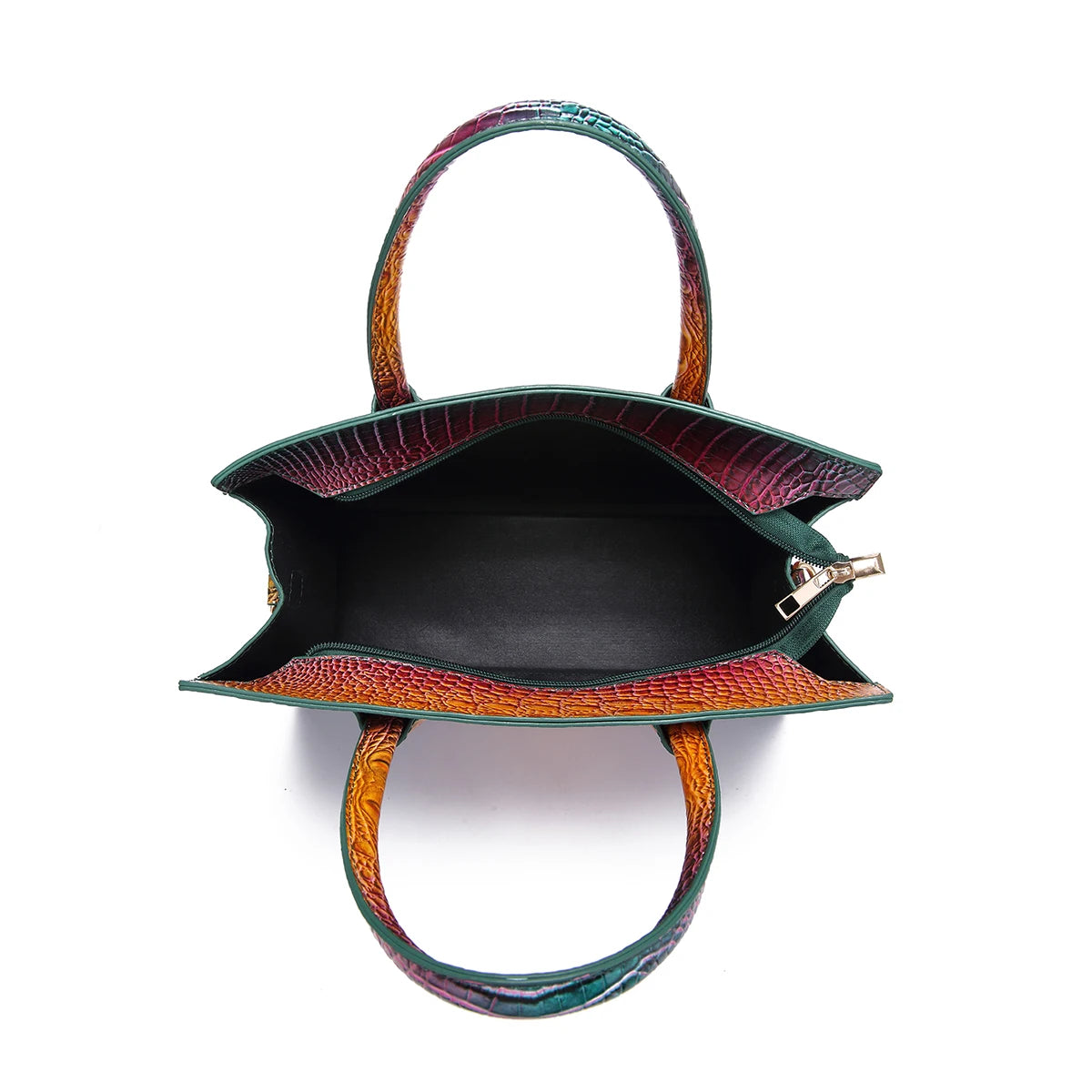 3-Piece Crocodile Pattern Handbag– Vintage Top Handle Bag, Crossbody Purse