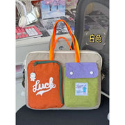 Color Block Portable Laptop Crossbody Bag for Students