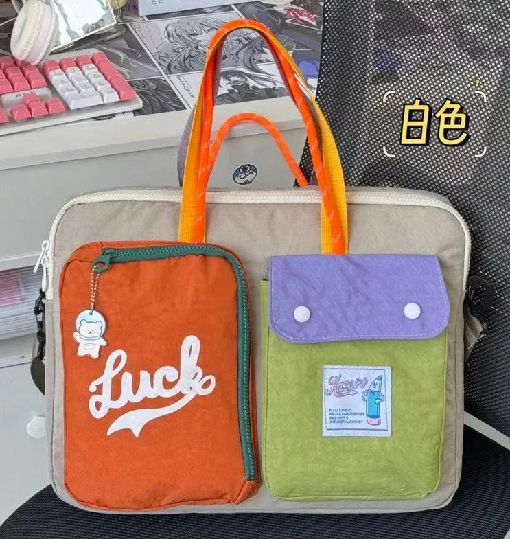 Multicolor Portable Laptop Crossbody Bag for Students
