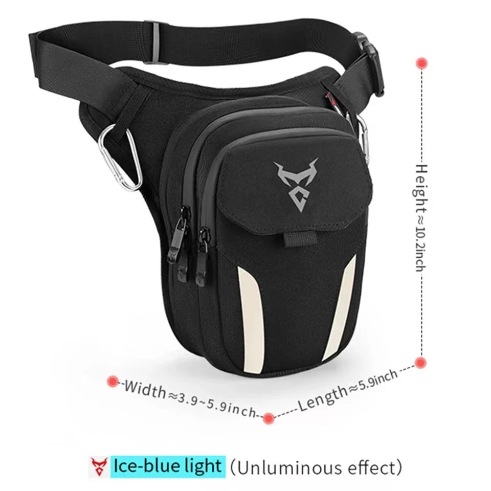 Motorcycle Leg Bag with LED Light – Waterproof Hip Bum Fanny Pack for Riding, Cycling