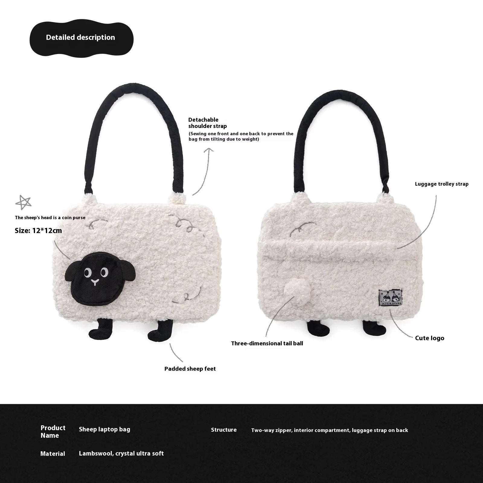 Lightweight Plush Laptop Handbag – Stylish & Protective