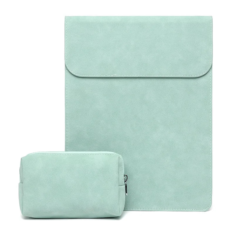 Vegan Leather Laptop Sleeve for MacBook Air Pro 13–16 Inch – Slim Matte Protective Case