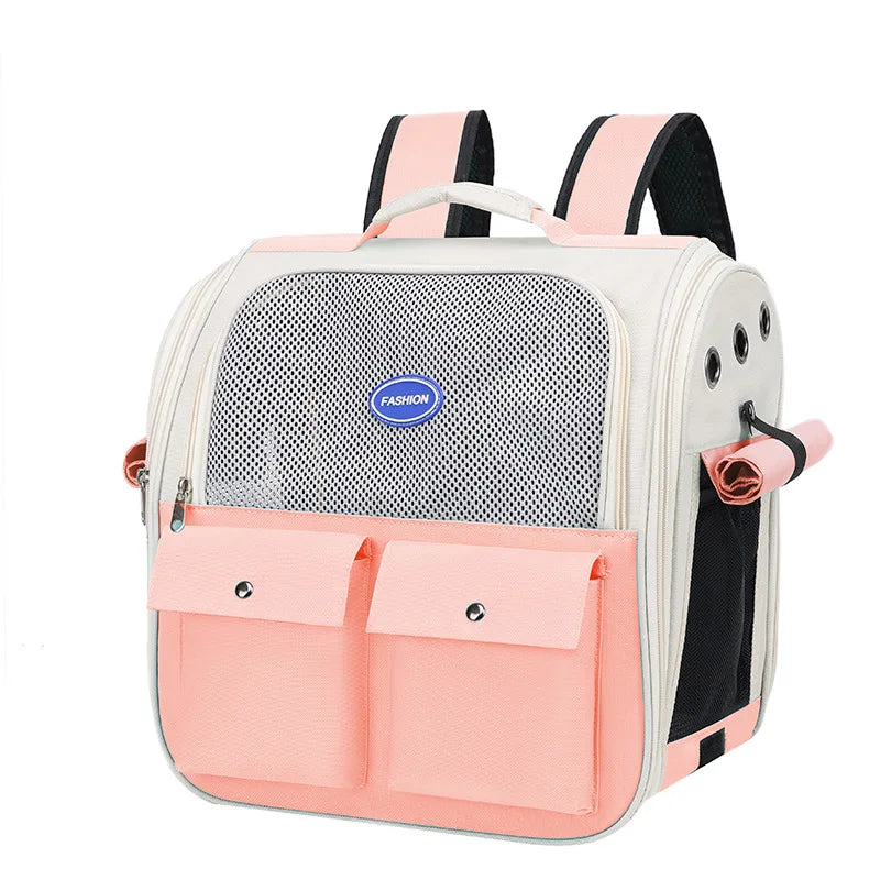 Large Capacity Cat Carrier Backpack – Foldable Pet Travel Bag with Ventilation & Adjustable Straps