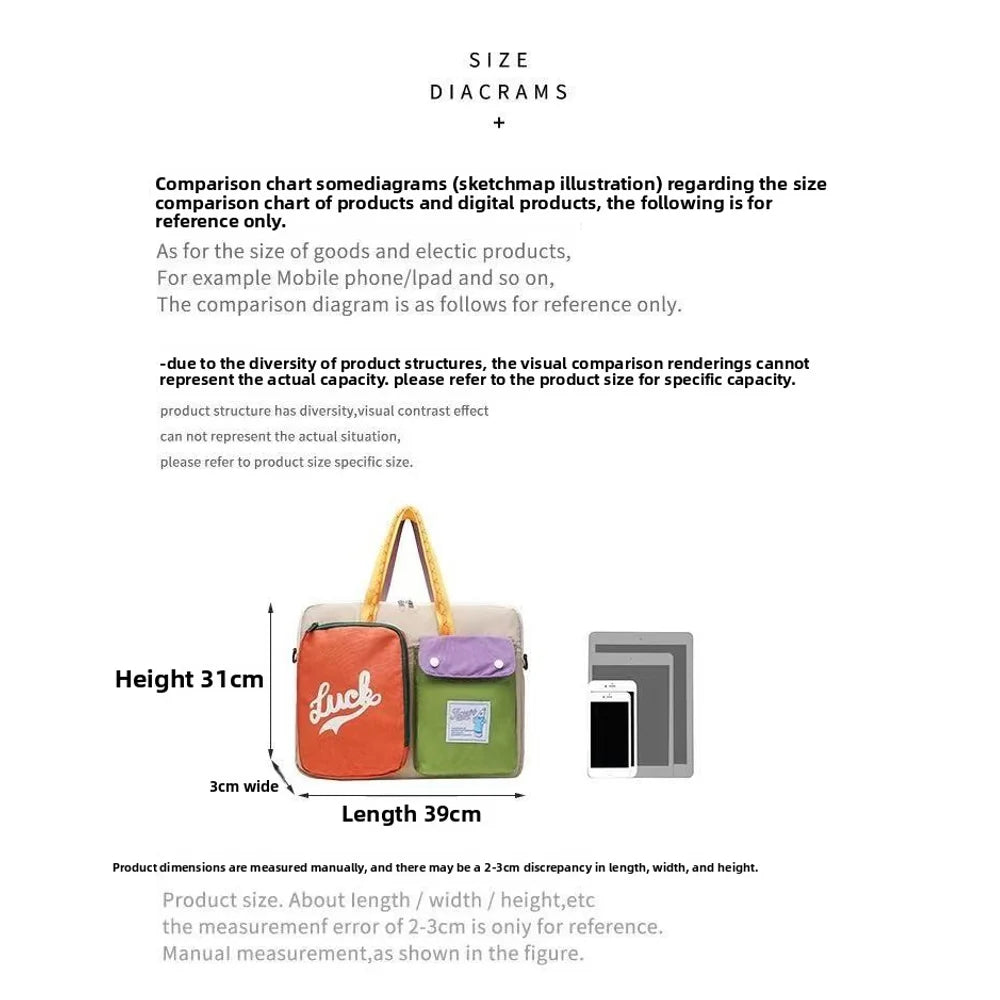 Color Block Portable Laptop Crossbody Bag for Students