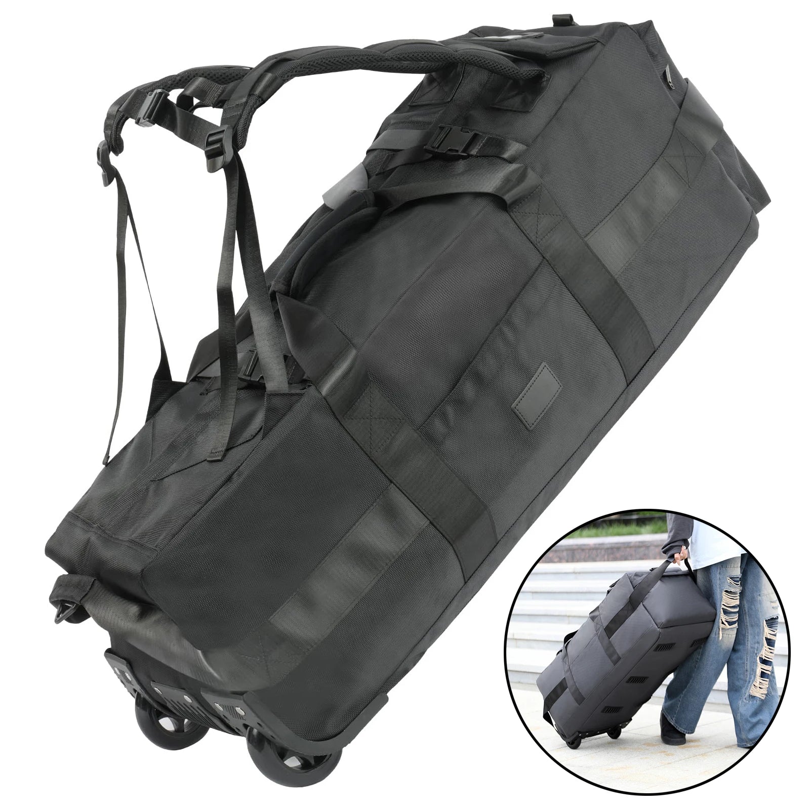 Heavy-Duty 80L Wheeled Duffel – Foldable Travel Bag