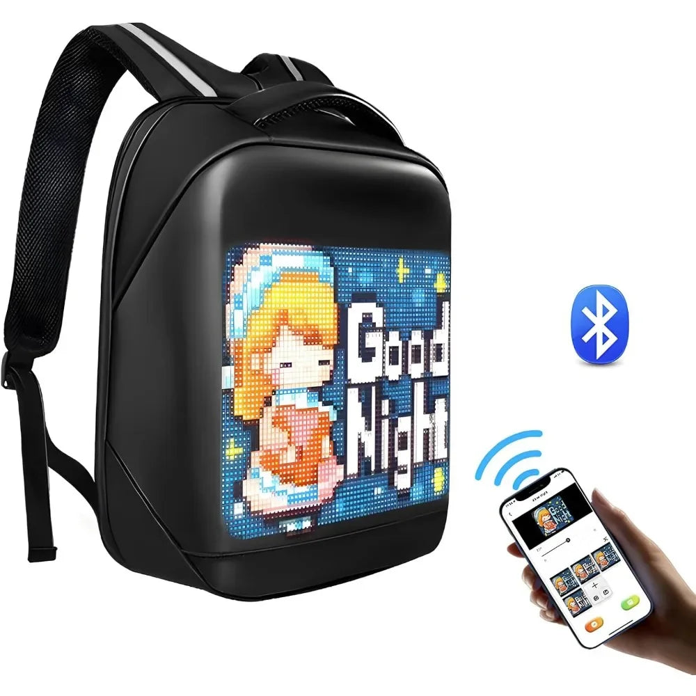 Programmable LED Backpack with Bluetooth – Waterproof Large Capacity Bag