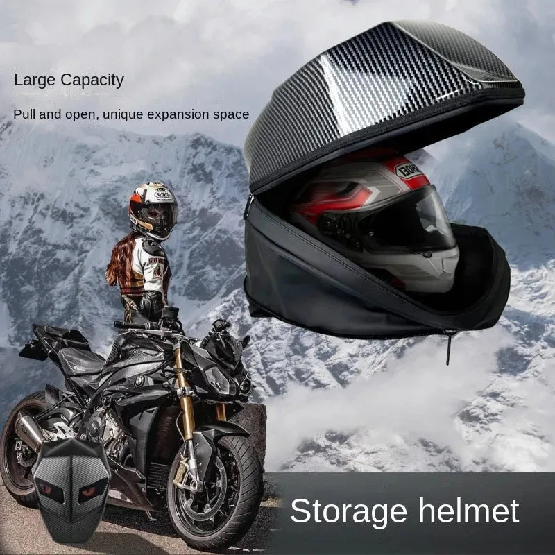 Waterproof Helmet Backpack – Hard Shell LED Motorcycle Bag