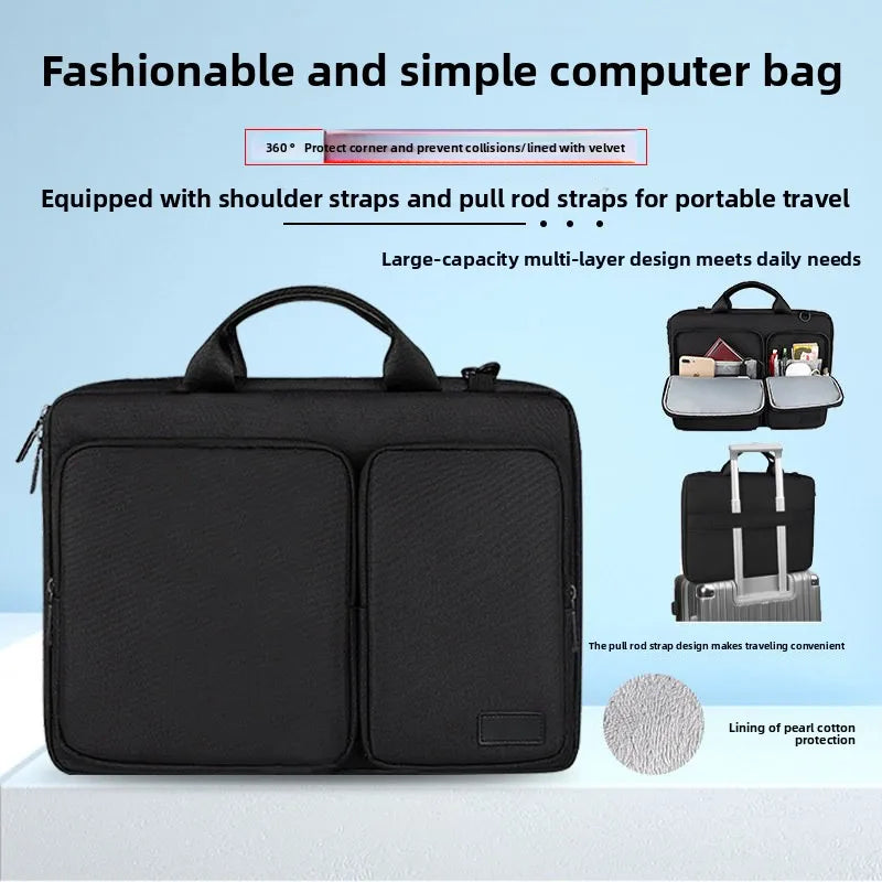 Slim Business Laptop Briefcase – Waterproof Shoulder Bag for MacBook
