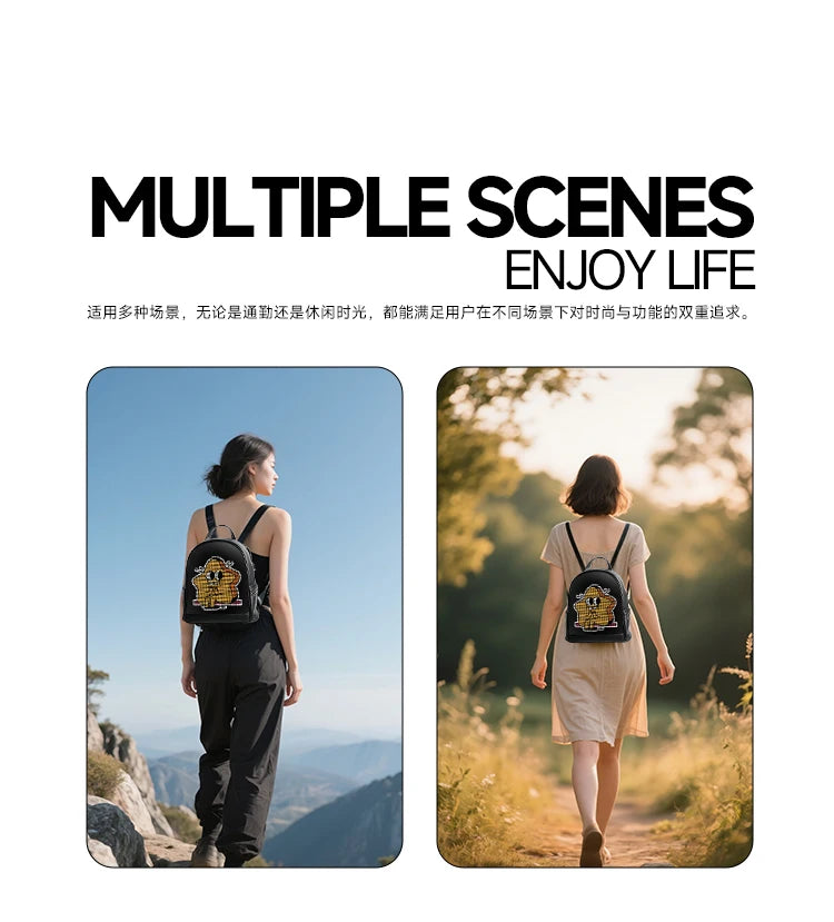 Smart LED Backpack for Women – DIY Luminous Shoulder Bag