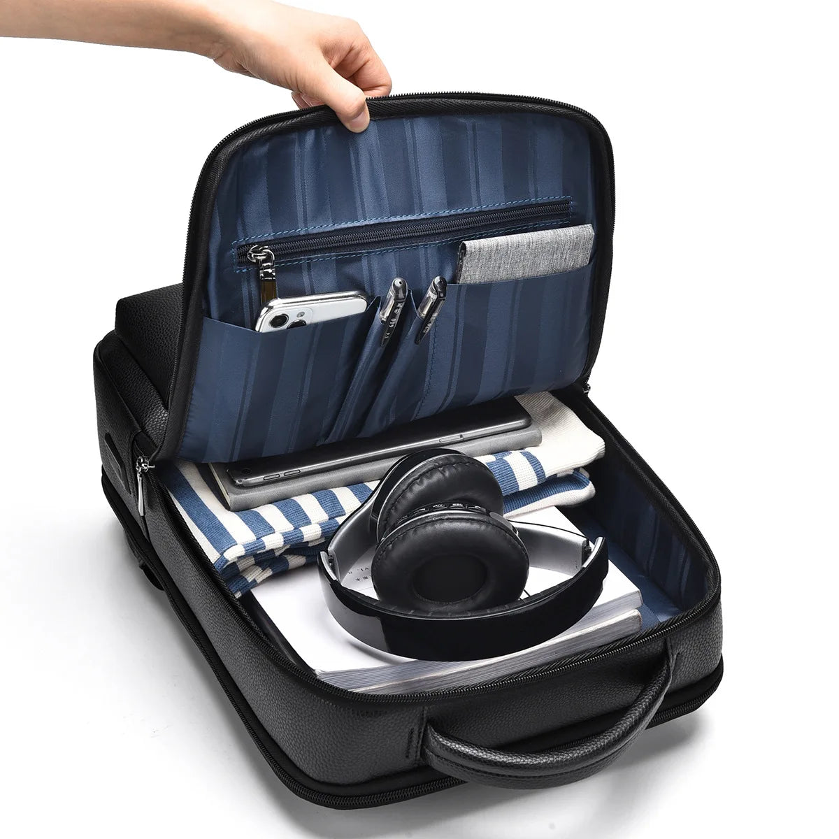 Slim PU Business Backpack with Laptop Compartment