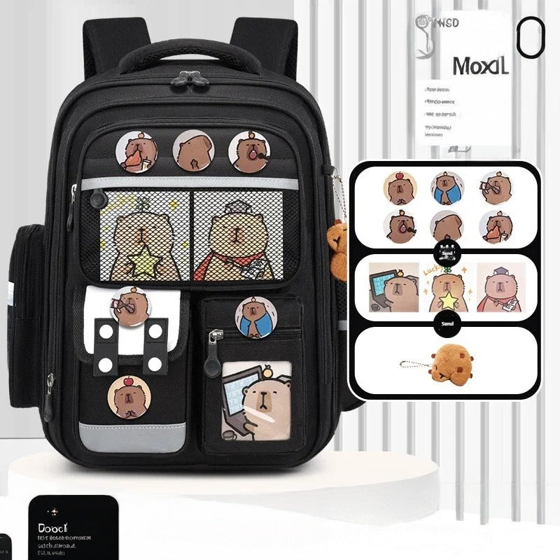 Capybara Children’s Waterproof Orthopedic Backpack – Large Capacity School Bag