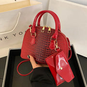 Crocodile Pattern PU Leather Handbag – Vintage Crossbody Shoulder Bag