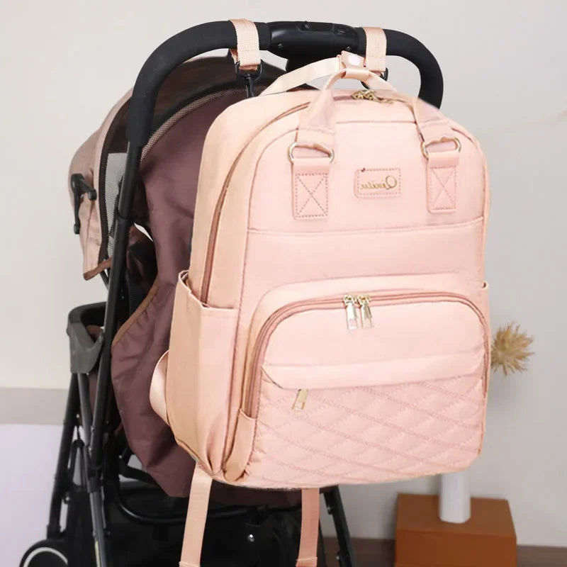 Portable Diaper Backpack with USB Charging Port for Moms