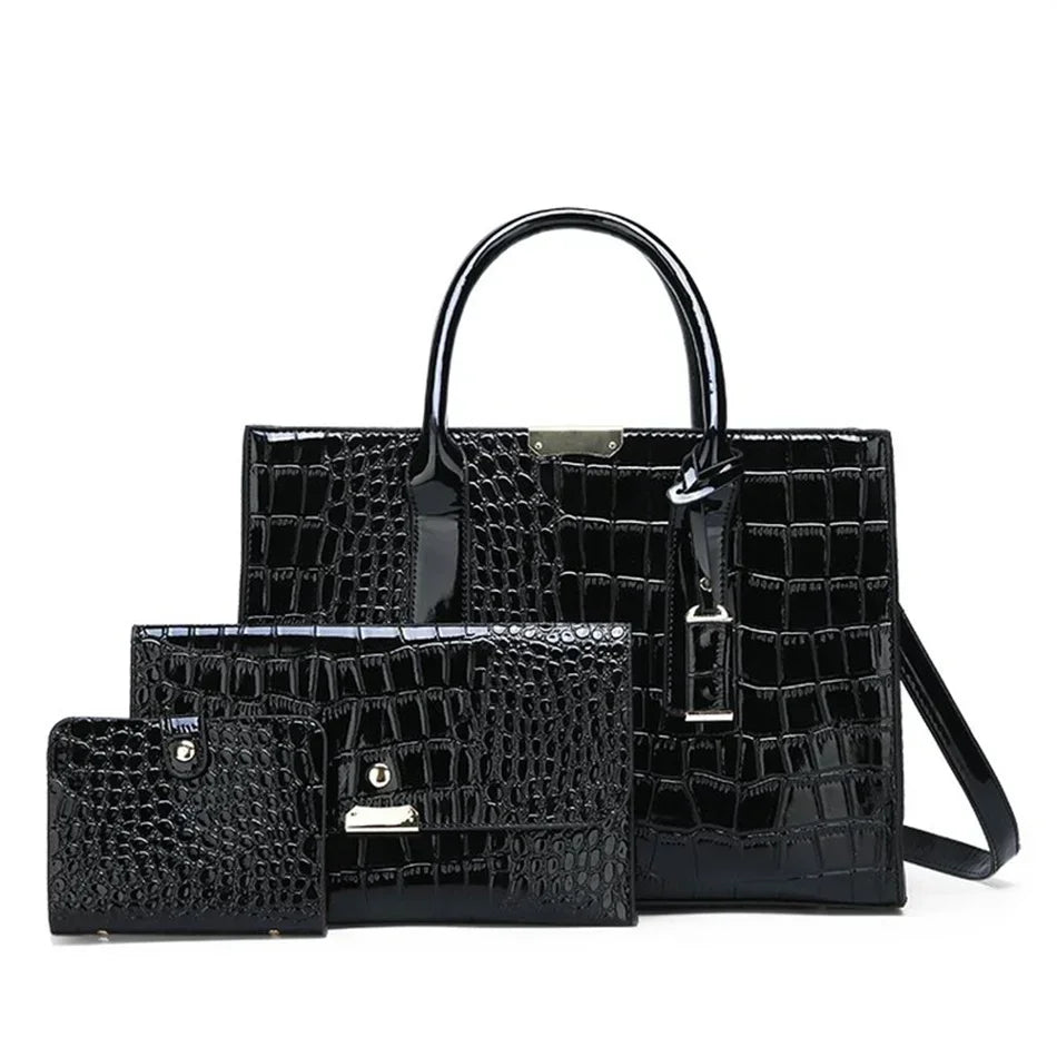 Large Capacity Crocodile Pattern – Luxury PU Leather Handbag