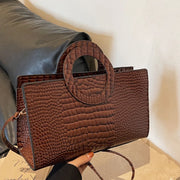 Luxury Crocodile Pattern Handbag – PU Leather Shoulder