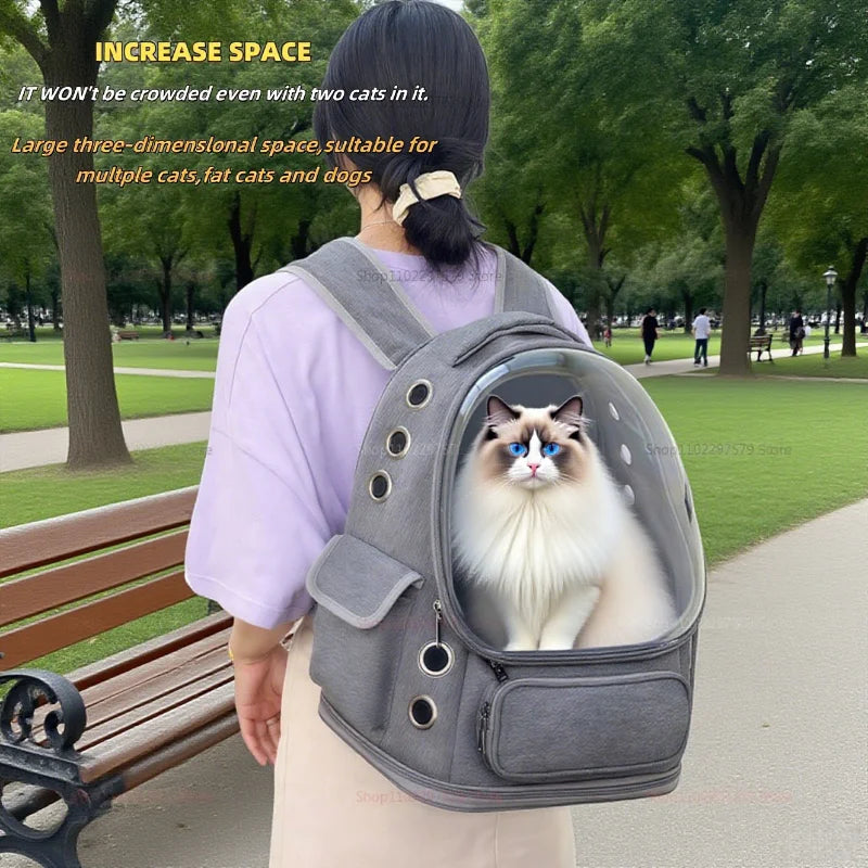 Stylish Pet Travel Bag – Transparent Shoulder Carrier for Cats