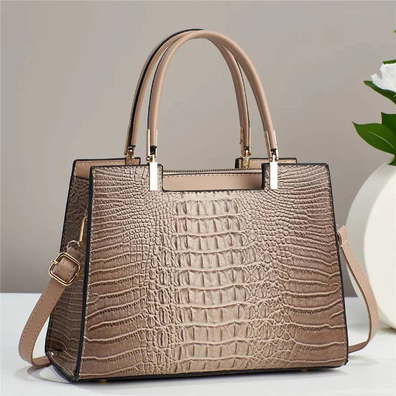 Classic Crocodile Texture PU Leather Bag – Large Capacity Tote
