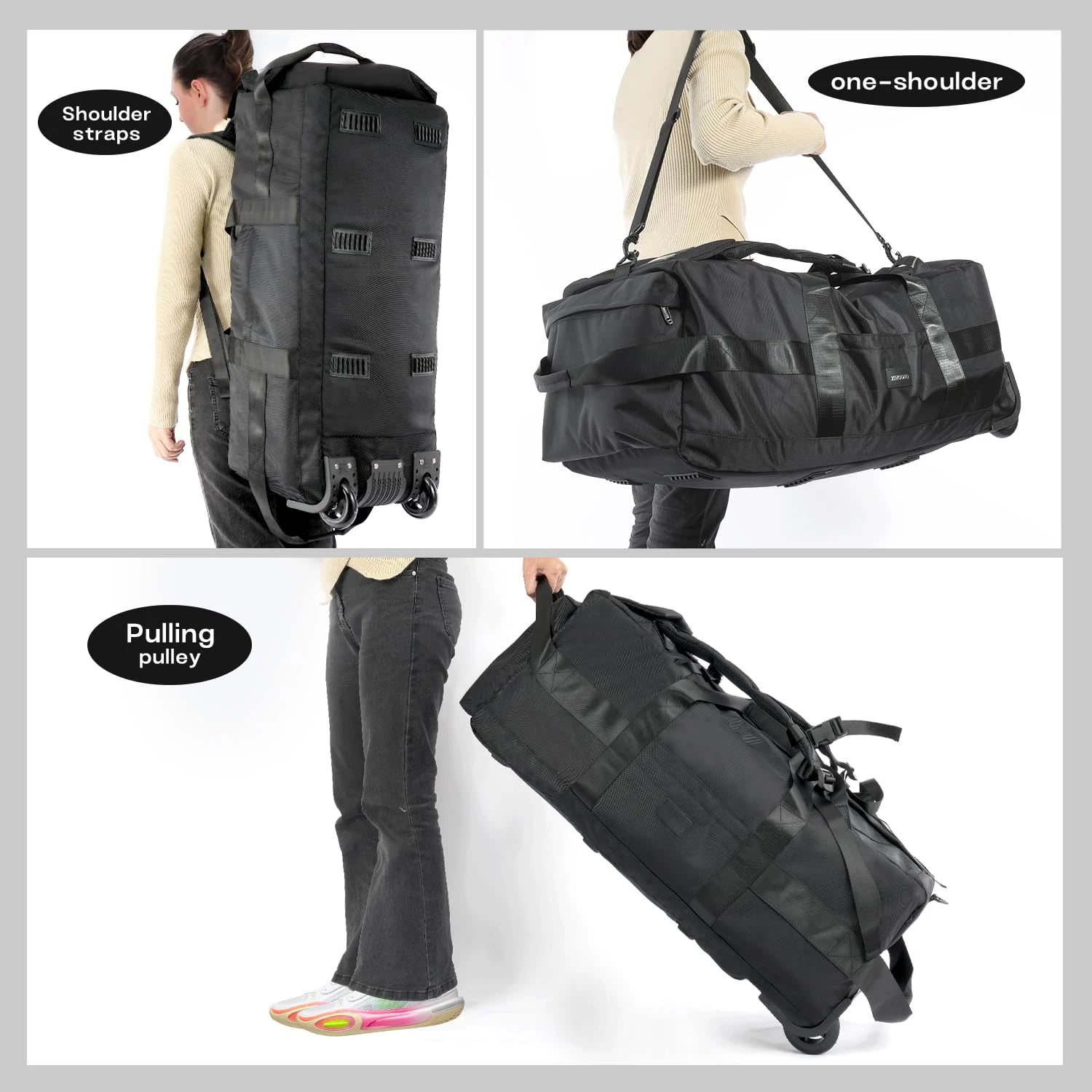 Heavy-Duty 80L Wheeled Duffel – Foldable Travel Bag