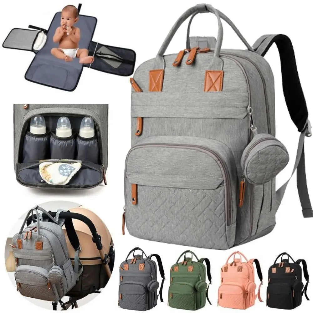 Multifunctional Mommy Diaper Bag – Waterproof Backpack with Changing Station