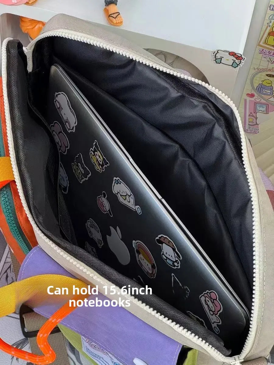 Color Block Portable Laptop Crossbody Bag for Students