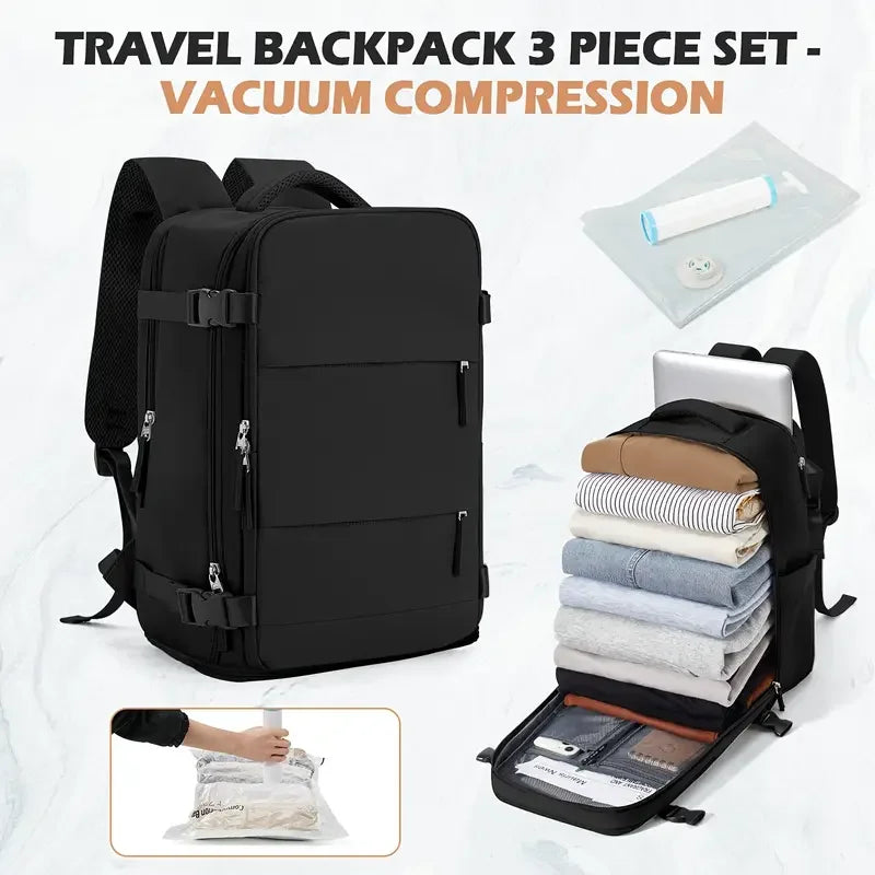 Compact Carry-On Backpack – Cabin Bag with Vacuum Storage