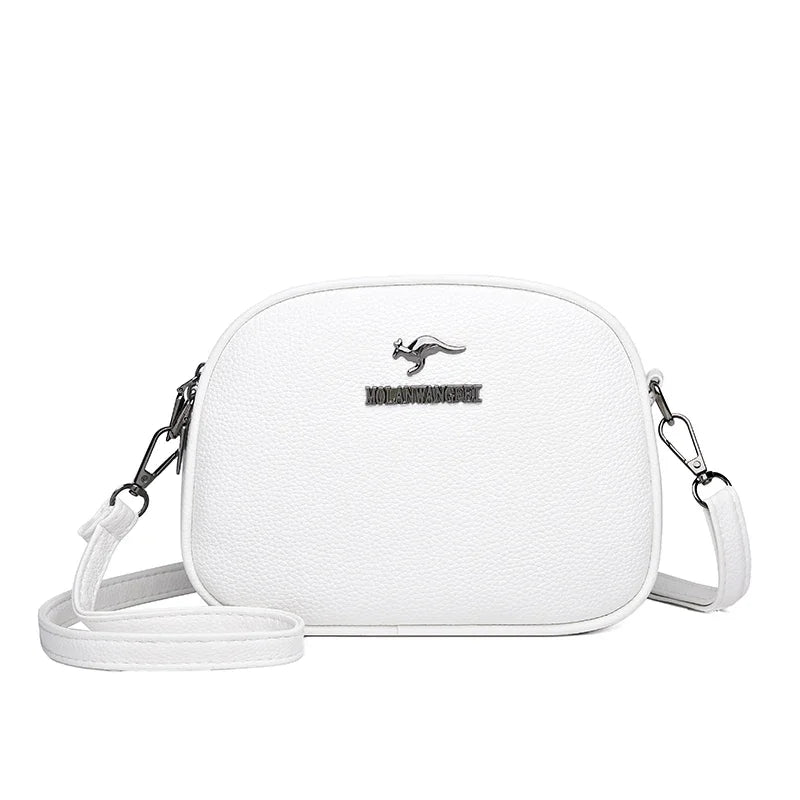 Elegant Triple-Zip Handbag – Croc-Texture PU Leather Crossbody Bag