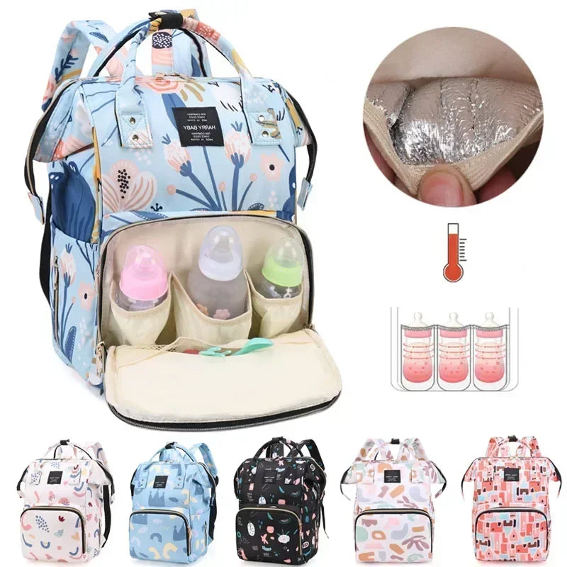Fashion Print Nappy Backpack – Large Capacity Multi-Function Diaper Bag