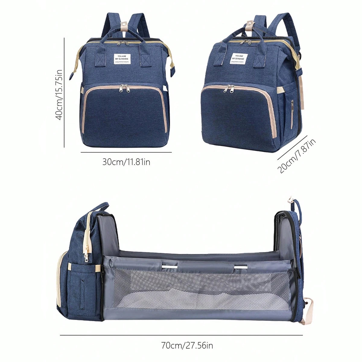 Foldable Baby Crib Backpack – Travel Nappy Bag with Insulated Compartments