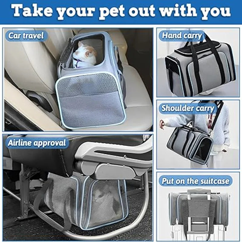 Travel Pet Carrier Bag – Lightweight Foldable Backpack for Pets
