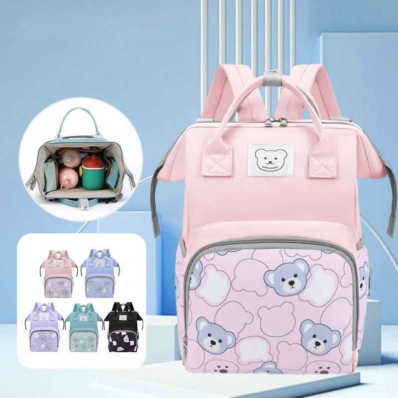 Baby Nappy Bag – Fashion Printed Bear Maternity Backpack for Moms