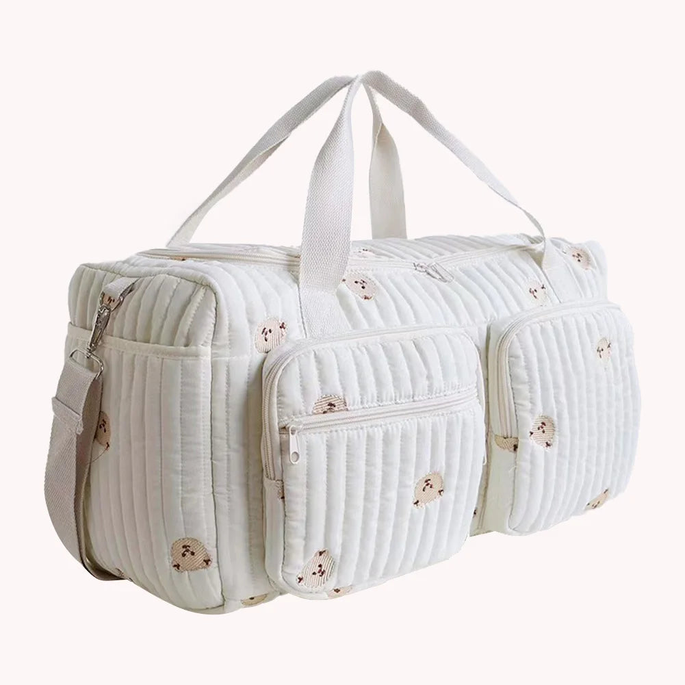 Quilted Baby Diaper Bag – Large Capacity Cute Mommy Duffle Bag
