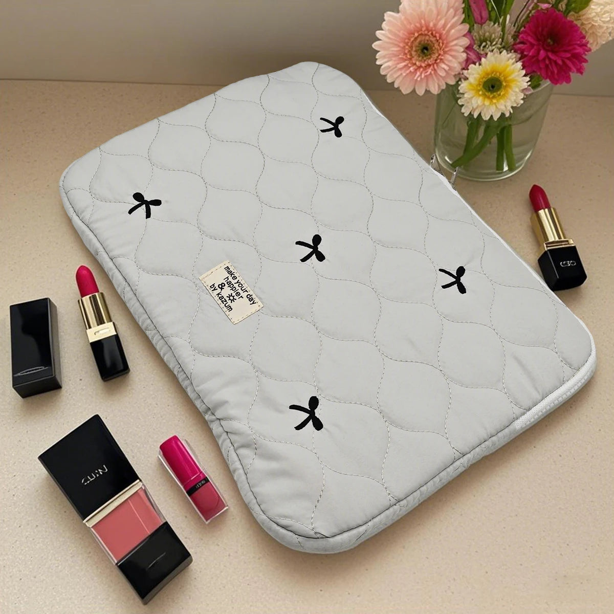 13–14 Inch iPad & Laptop Sleeve with Bow Embroidery