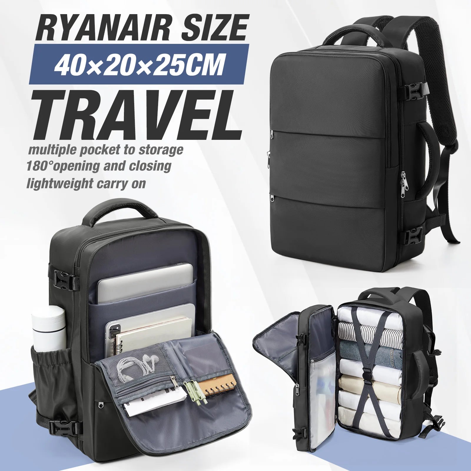 Business Travel Backpack 40x30x20 – 15.6” Cabin Bag for Ryanair & Wizz Air