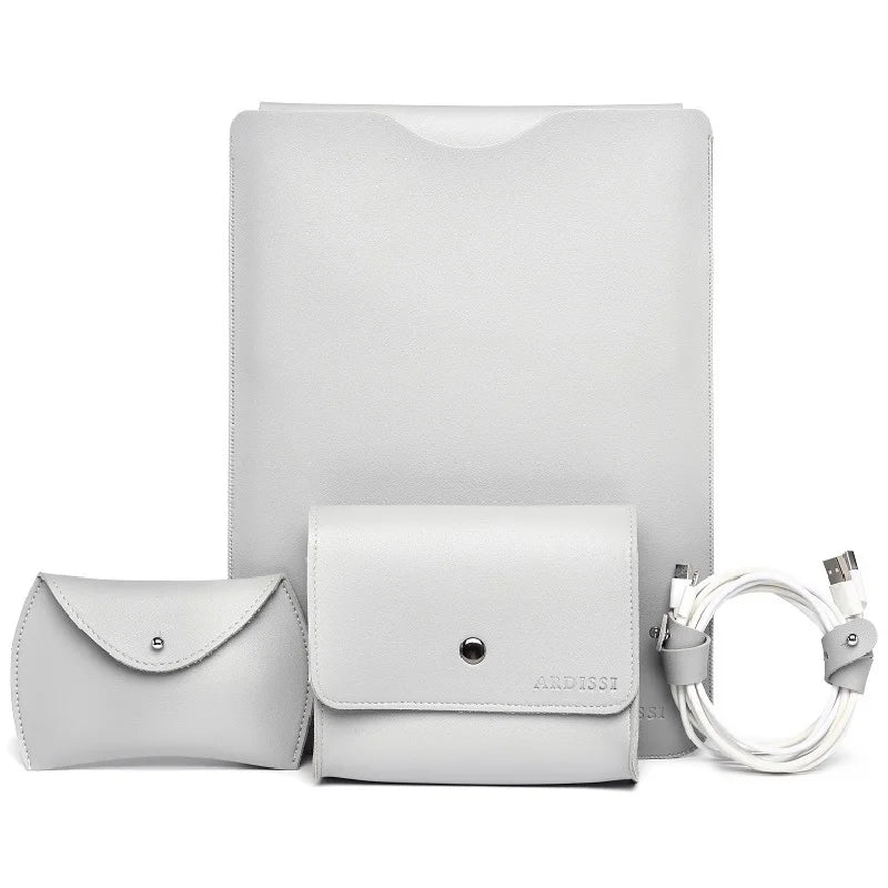 Vegan Leather Laptop Sleeve Case Set for MacBook Air/Pro M1 M2 13–16 Inch & iPad 11–12.9 Inch