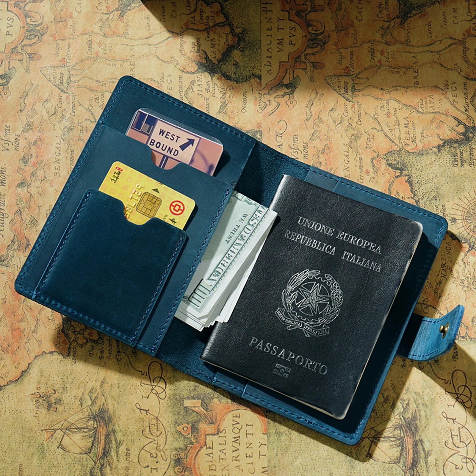 Genuine Leather Passport Holder – Vintage Travel Wallet
