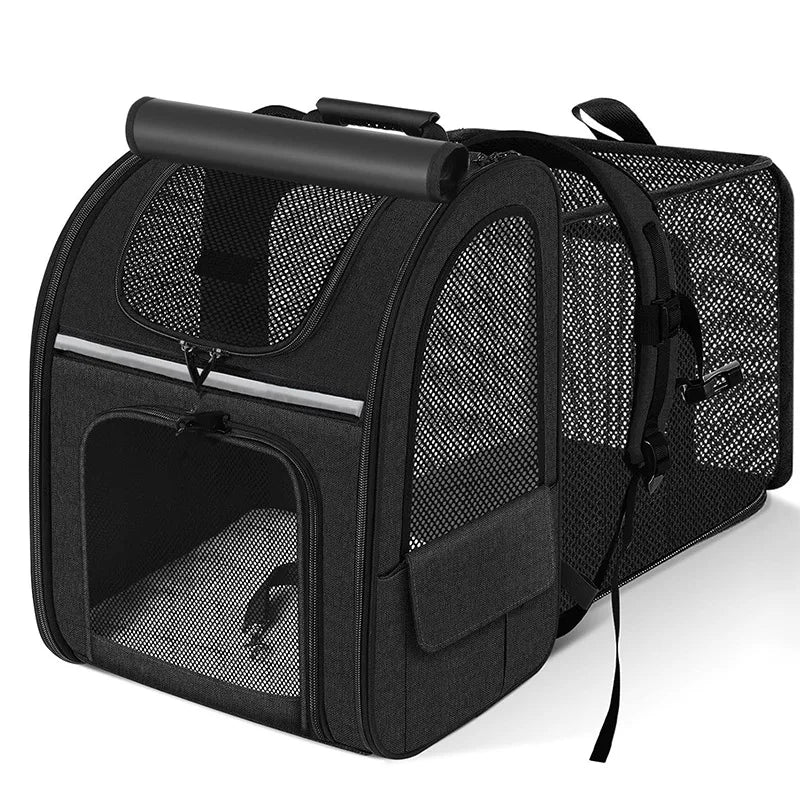 Expandable Cat Carrier Backpack with Shade Cover – Breathable Mesh Pet Travel Backpack