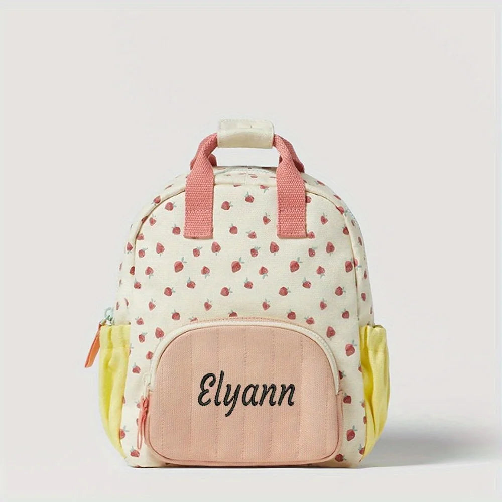 Custom Embroidery Name Strawberry Backpack