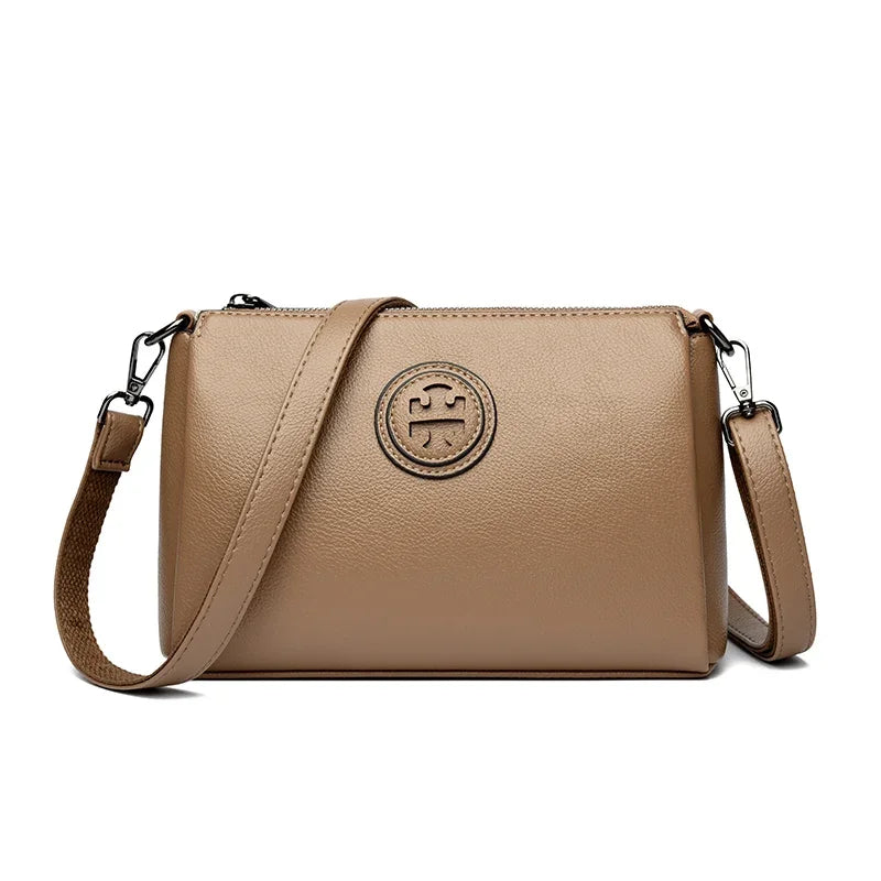 Versatile PU Leather Crossbody Bag – Solid Color Crossbody Bag