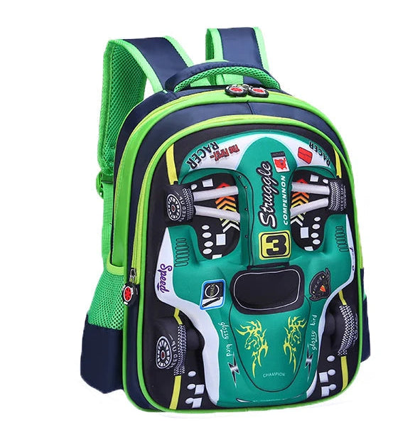 3D Car Design Waterproof Backpack for Preschool & Primary Kids