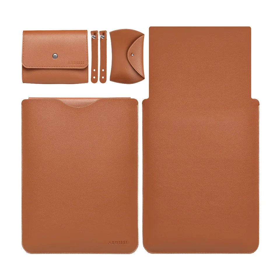 Vegan Leather Laptop Sleeve Case Set for MacBook Air/Pro M1 M2 13–16 Inch & iPad 11–12.9 Inch