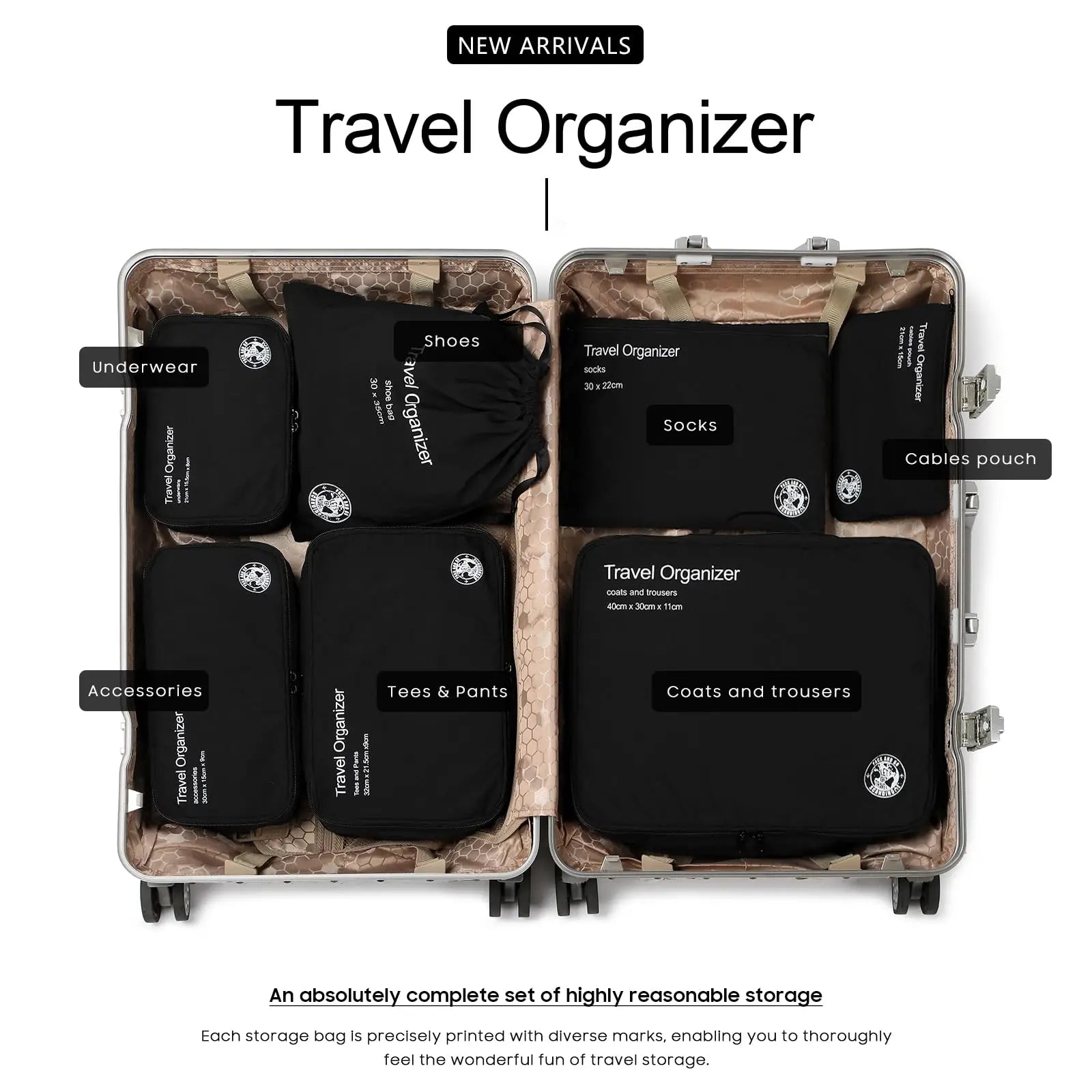 7Pcs Portable Travel Packing Cubes