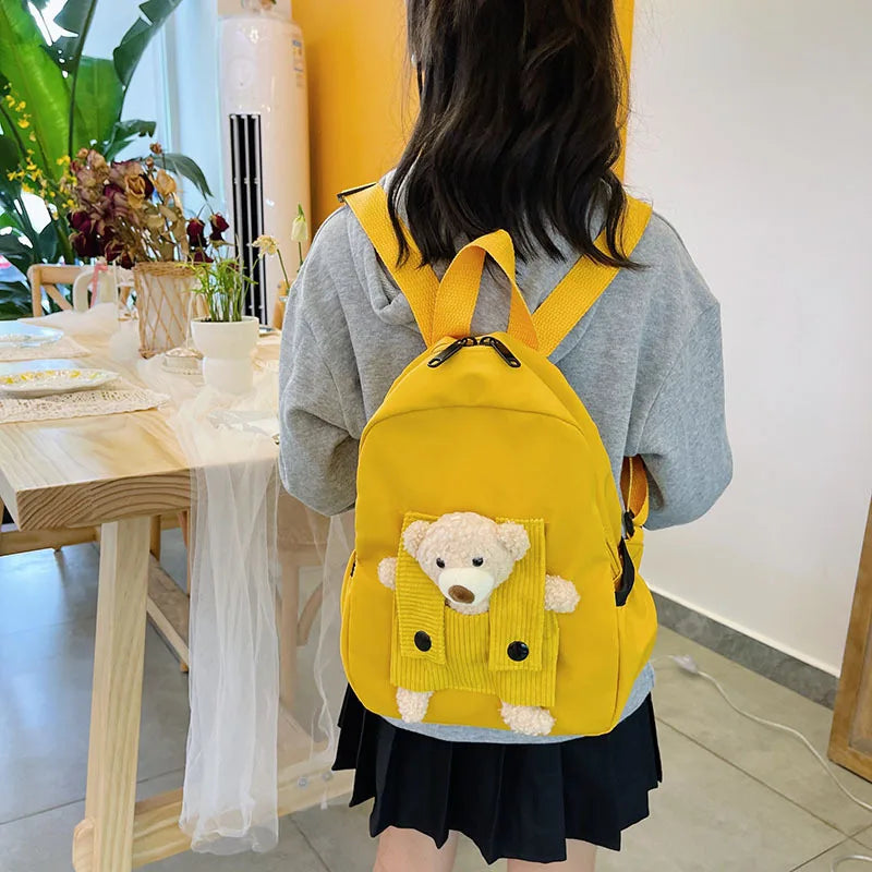 Cute Bear Plush Backpack – Custom Embroidered Name School Bag for Children