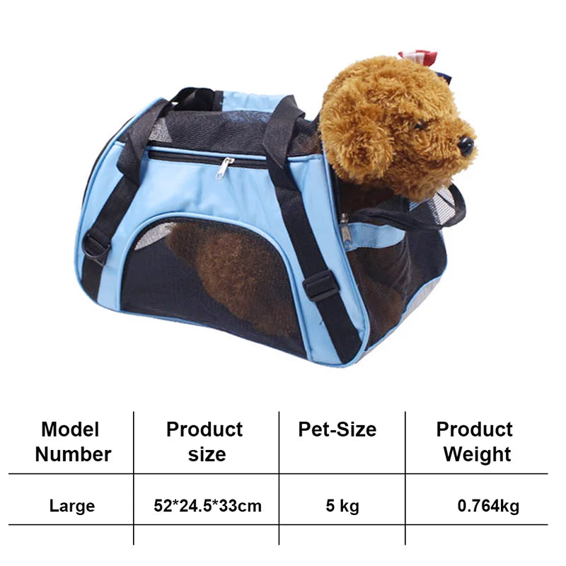 Foldable Cat & Dog Carrier Bag – Portable Mesh Breathable Travel Handbag
