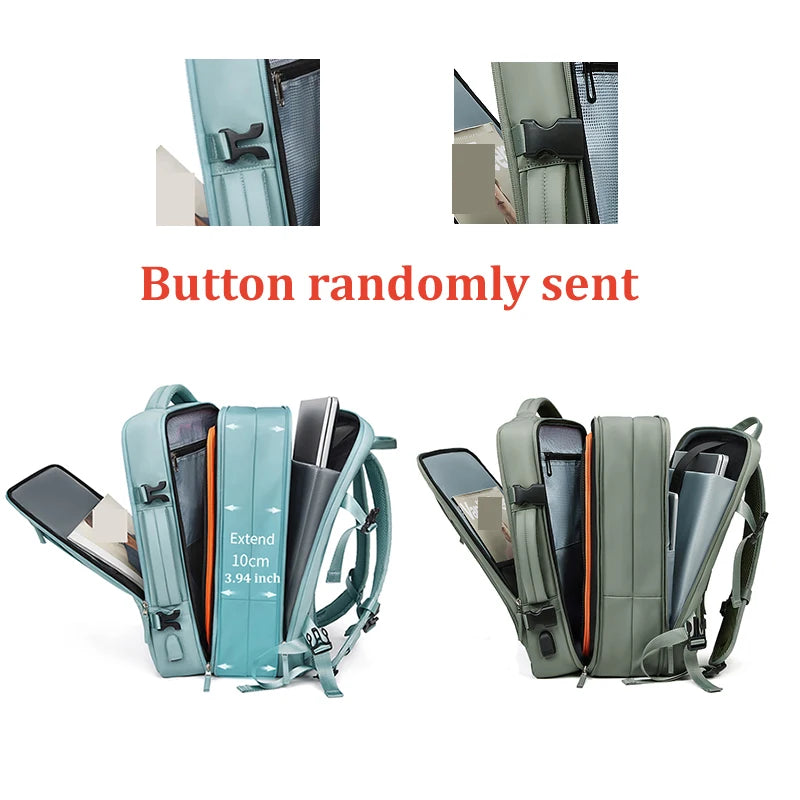 39L Expandable Travel Backpack – 17 Inch Laptop Bag with USB Charging, Waterproof