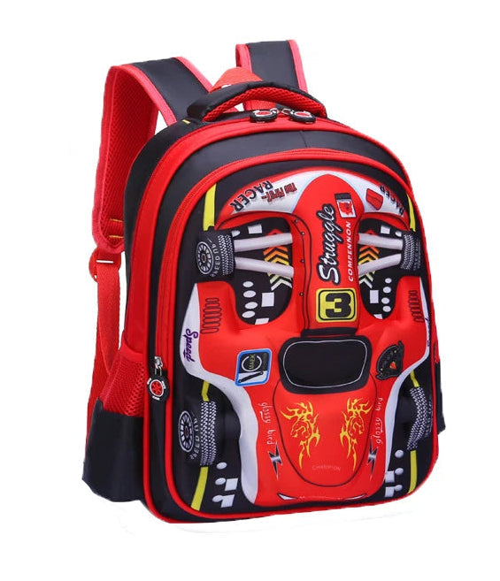 3D Car Design Waterproof Backpack for Preschool & Primary Kids