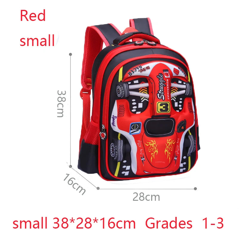 3D Car Design Waterproof Backpack for Preschool & Primary Kids